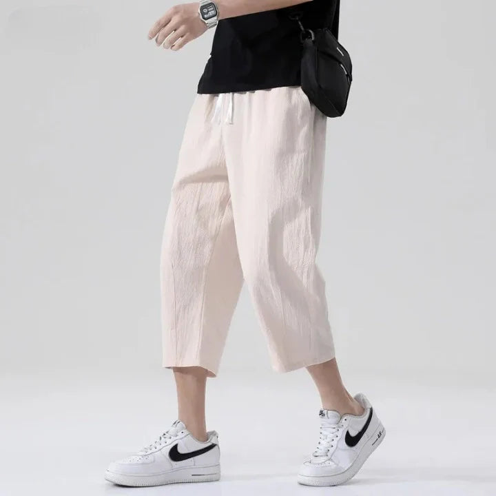 Men's Cotton Linen Relaxed Fit Pants Elastic Waist Casual Trousers Various Colors — Image 8