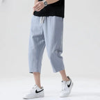 Men's Cotton Linen Relaxed Fit Pants Elastic Waist Casual Trousers Various Colors — Image 11