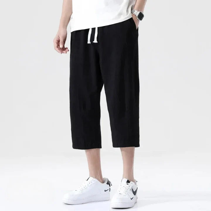 Men's Cotton Linen Relaxed Fit Pants Elastic Waist Casual Trousers Various Colors — Image 9