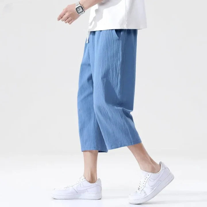 Men's Cotton Linen Relaxed Fit Pants Elastic Waist Casual Trousers Various Colors — Image 10