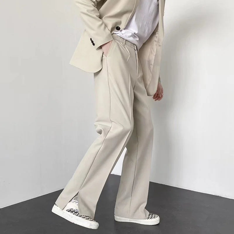 Men's Wide Leg Trousers Polyester Elastic Waist Relaxed Fit Business Casual Pants Gray — Image 5