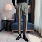 Men's Slim Fit Pleated Trousers High-Waist Business Casual Pants — Image 4