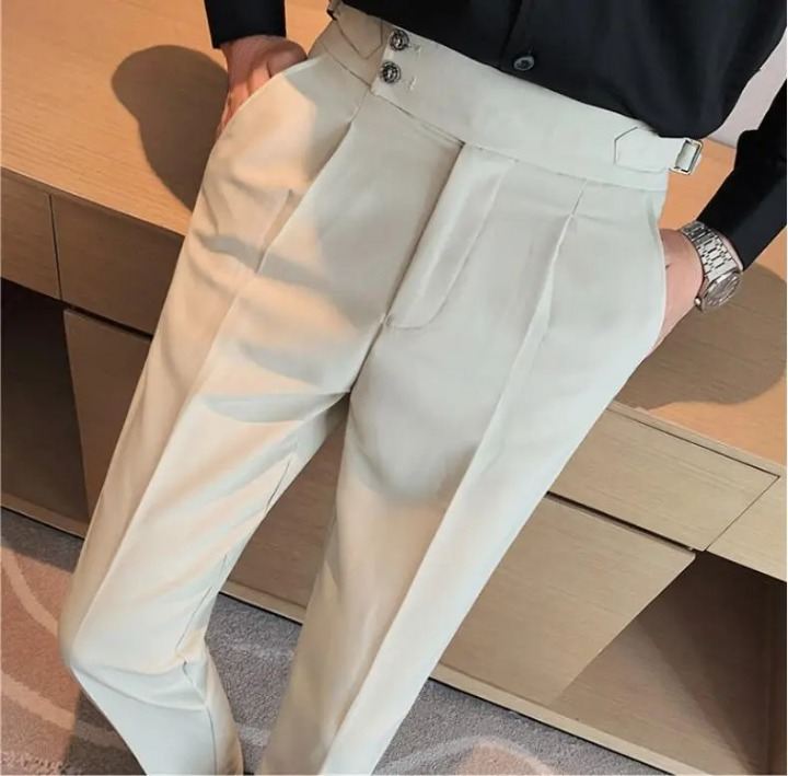 Men's Slim Fit Pleated Trousers High-Waist Business Casual Pants — Image 9