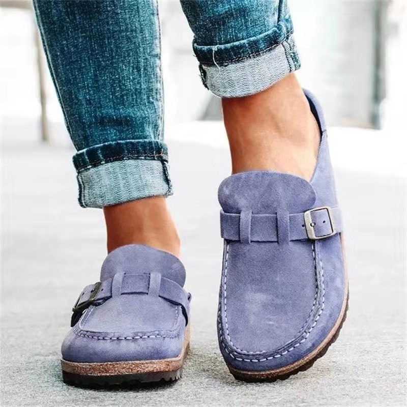 Women's Suede Slip-On Loafers with Buckle in Multiple Colors — Image 5