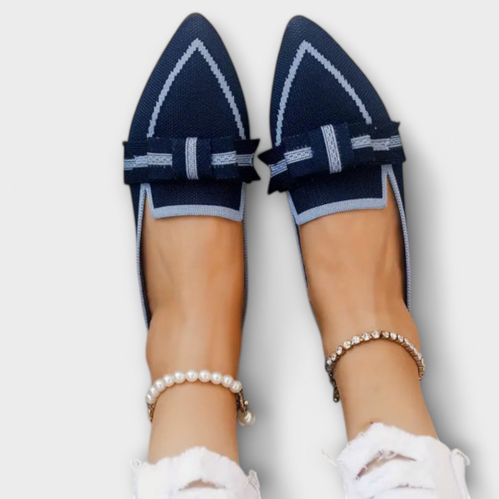 Elegant Women's Slip-On Loafers Pointed Toe Bow Detail Casual Flats Breathable Fabric — Image 3