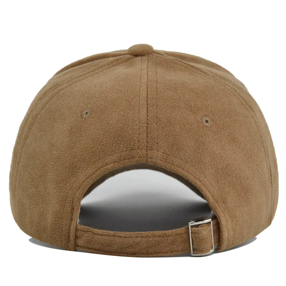 Unisex Cotton Baseball Cap Adjustable Suede Texture Tan — Image 3
