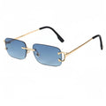 Brand Rimless Rectangular Sunglasses Gold Metal Frame UV Protection Men Stylish Eyewear — Image 4