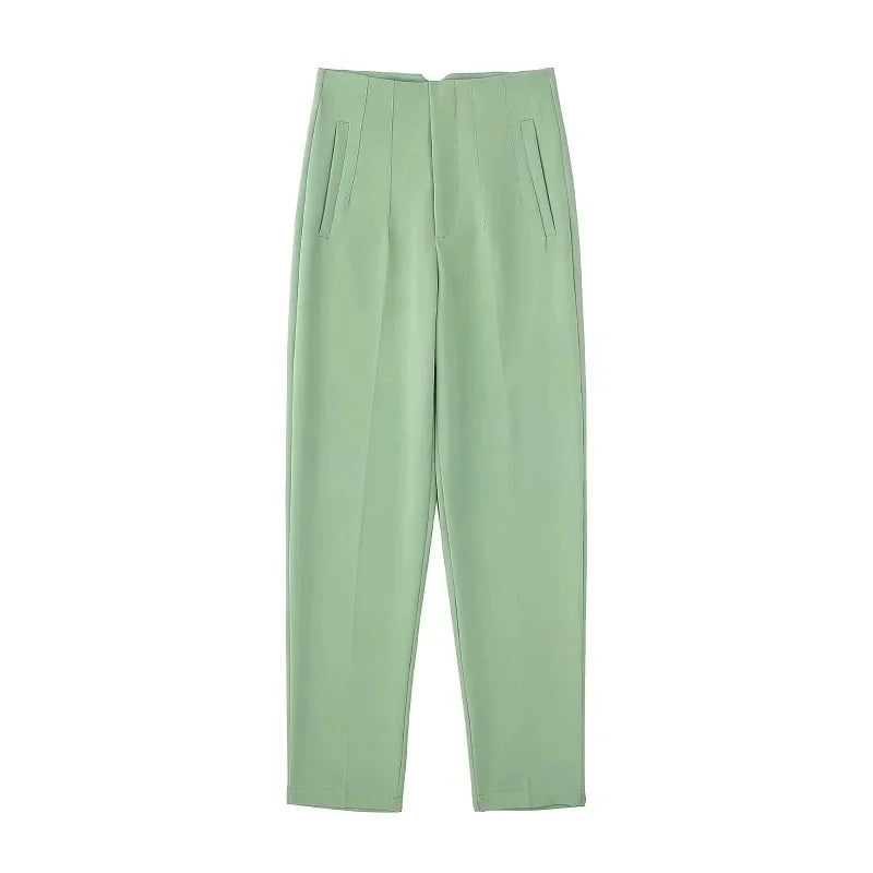 Women's High Waist Slim Fit Trousers Stretch Fabric Business Casual Pants Multiple Colors — Image 18