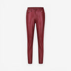Women's Faux Leather Skinny Pants High-Waist Stretch Slim Fit Trousers Black, Red, Blue — Main Image