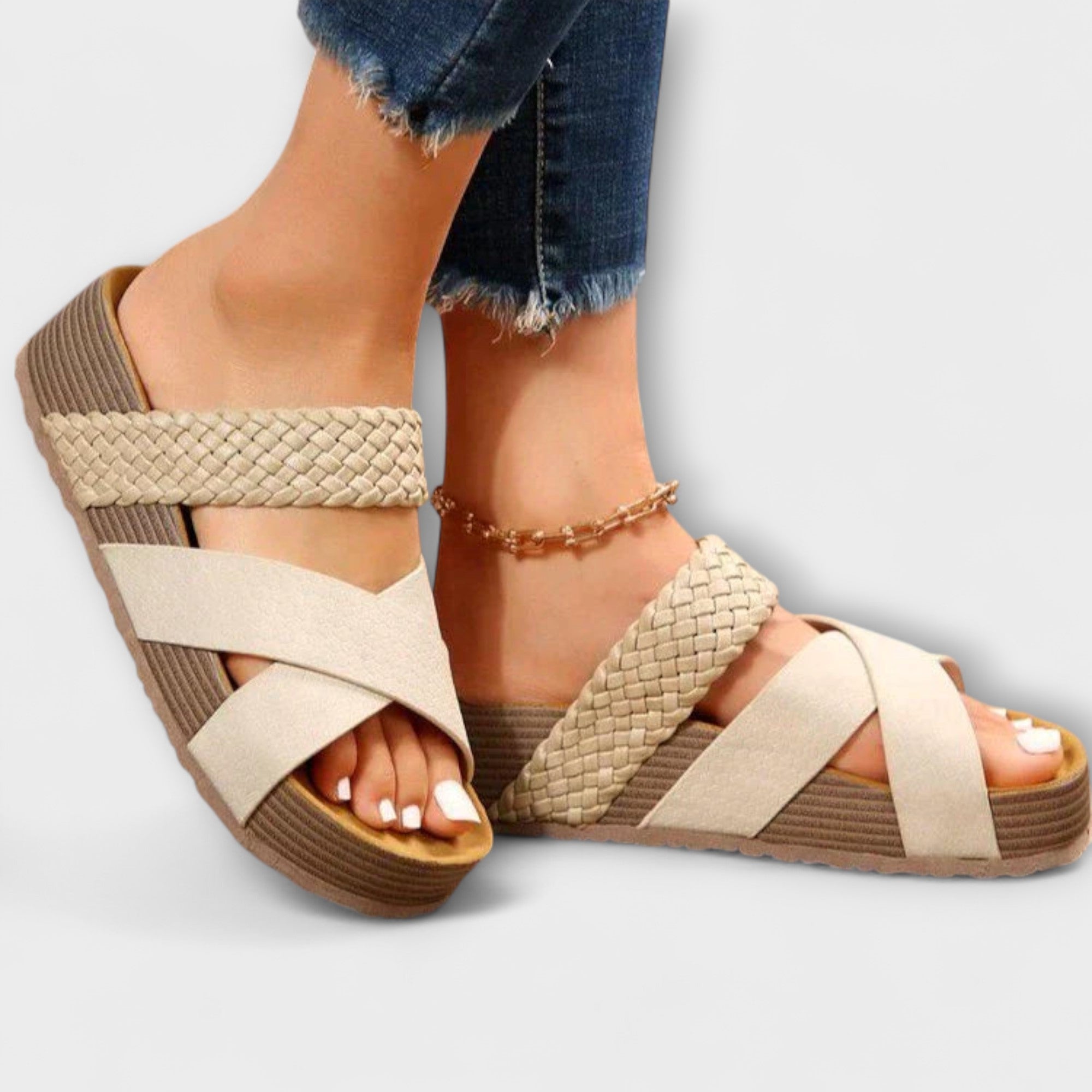 Women's Woven Strap Platform Sandals Comfortable Slip-On Summer Footwear Cushioned Sole — Image 3