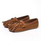 Women's Suede Fringe Loafers Brown Moccasins Slip-On Casual Shoes — Image 6