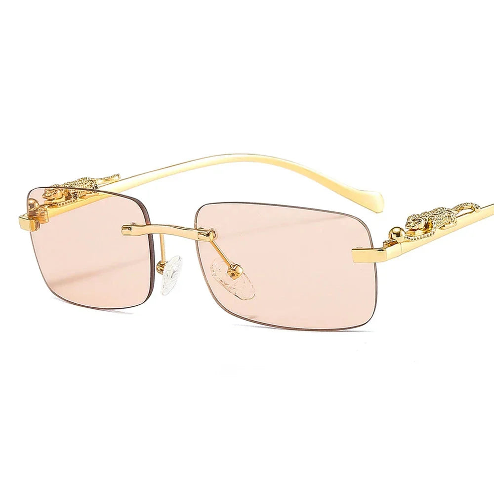 Luxury Rimless Gold-Plated Eyeglasses Rectangular Frame Decorative Accents Unisex — Image 5