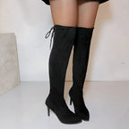 Elegant Black Suede Over-the-Knee Stiletto Boots for Women — Image 2