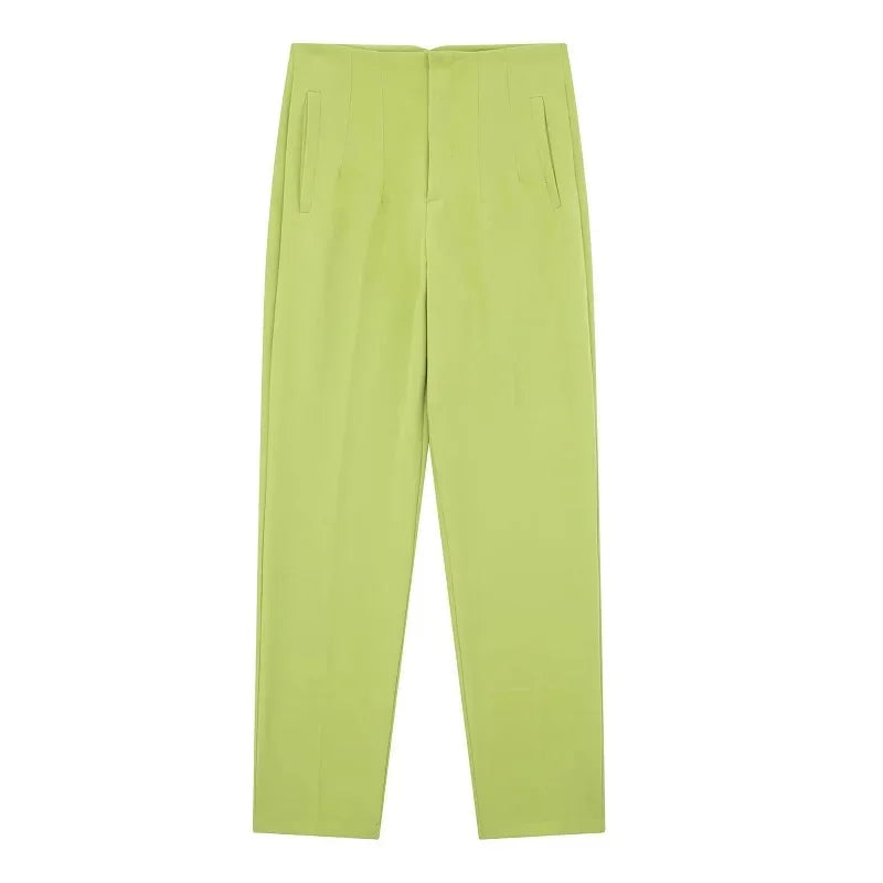 Women's High Waist Slim Fit Trousers Stretch Fabric Business Casual Pants Multiple Colors — Image 17
