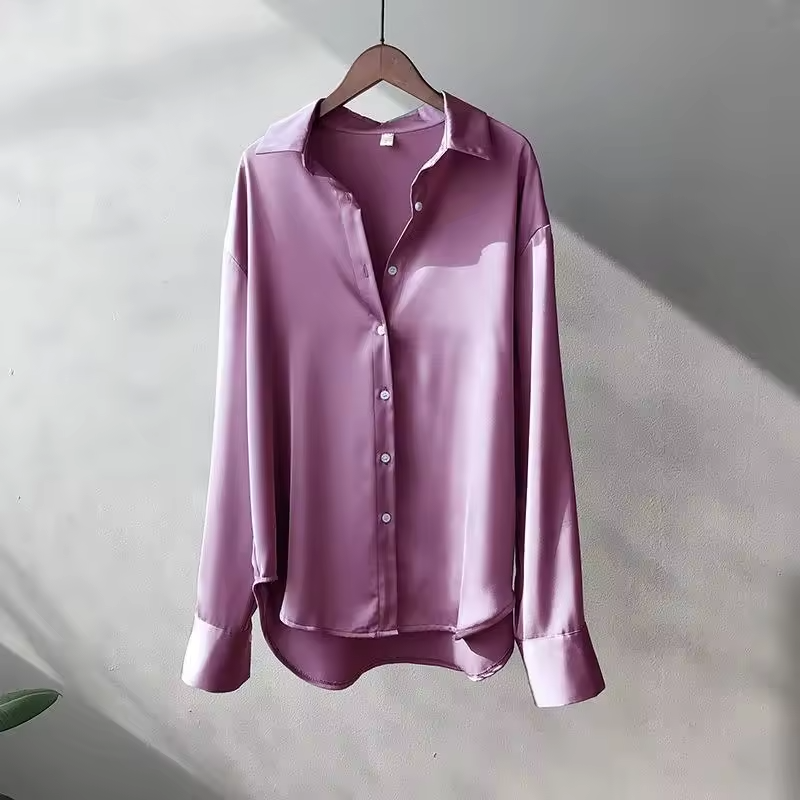 Elegant Women's Satin Blouse - Long Sleeve, Multiple Colors — Image 5
