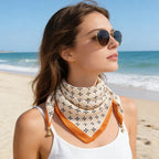 Chic Floral Pattern Scarf Silk Blend Black White Tassels Women Fashion Accessory — Image 3