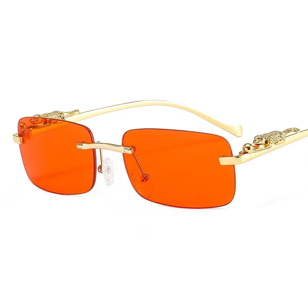 Luxury Rimless Gold-Plated Eyeglasses Rectangular Frame Decorative Accents Unisex — Image 11