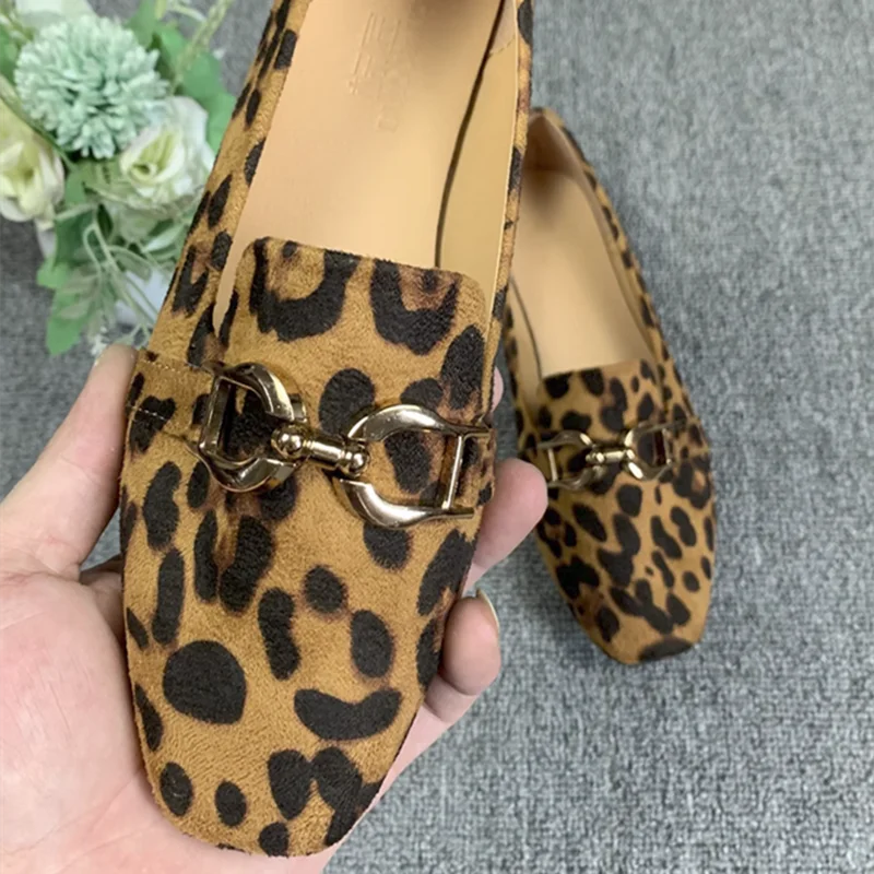 Leopard Print Women's Loafers Faux Suede Slip-On Flat Shoes — Image 4