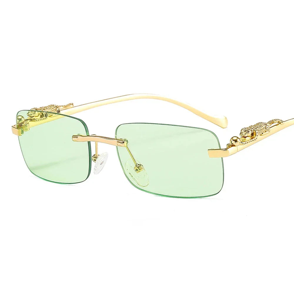 Luxury Rimless Gold-Plated Eyeglasses Rectangular Frame Decorative Accents Unisex — Image 6