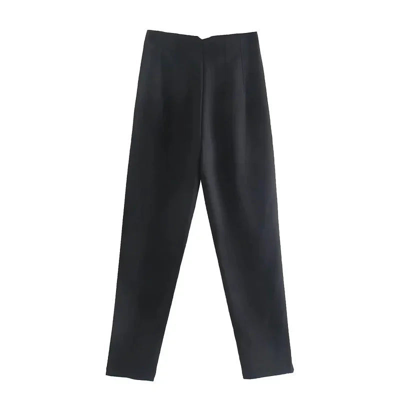 Women's High Waist Slim Fit Trousers Stretch Fabric Business Casual Pants Multiple Colors — Image 7