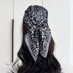 Luxury Leopard Print Satin Silk Scarf Wrap Unisex Fashion Accessory Brown Black — Image 6