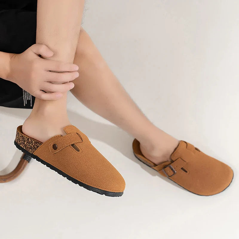 Men's Suede Slip-On Clogs Cork Sole Adjustable Buckle Comfort Footwear — Image 4