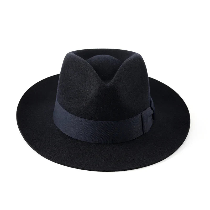 Classic Wool Fedora Hat Wide Brim Felt Ribbon Band Men's Timeless Style — Image 10
