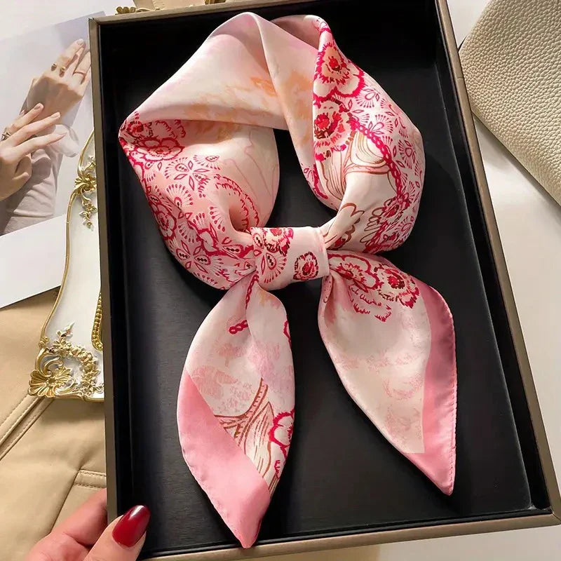 Luxury Silk Scarf Leopard Print Olive Brown Square 90x90cm Women's Fashion Accessory — Image 6