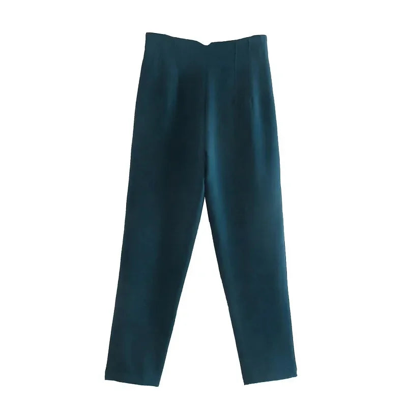 Women's High Waist Slim Fit Trousers Stretch Fabric Business Casual Pants Multiple Colors — Image 19