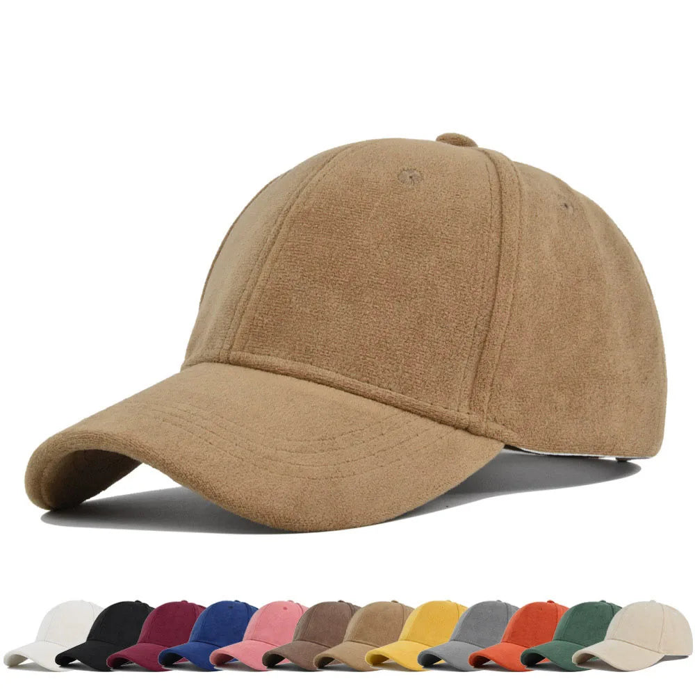 Unisex Cotton Baseball Cap Adjustable Suede Texture Tan — Image 2