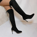 Elegant Black Suede Over-the-Knee Stiletto Boots for Women — Main Image