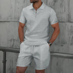 Men's Casual Polo and Shorts Set - Beige, Breathable Fabric, Comfortable Fit — Image 7