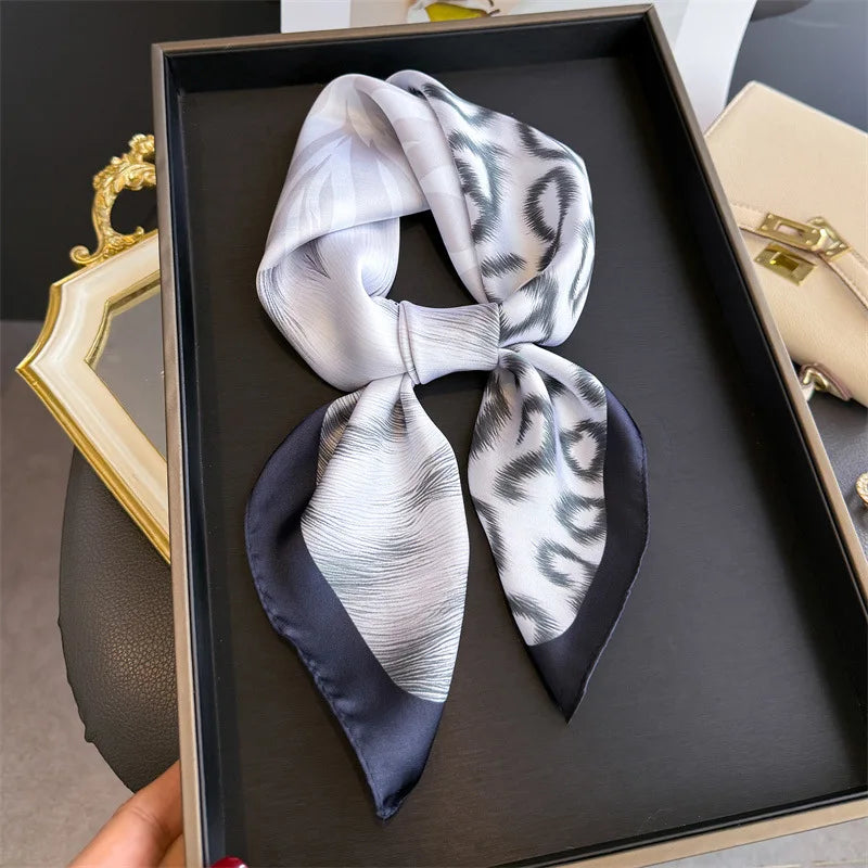 Luxury Animal Print Silk Scarf Leopard Zebra Pattern Unisex 90x90cm — Image 3