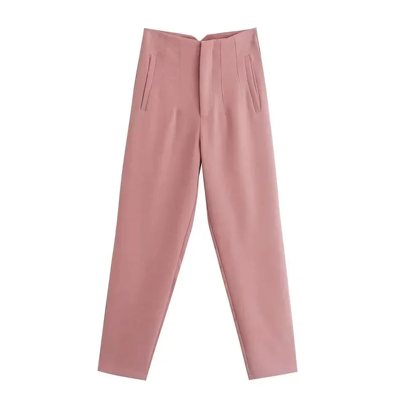 Women's High Waist Slim Fit Trousers Stretch Fabric Business Casual Pants Multiple Colors — Image 10
