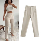 Women's High Waist Slim Fit Trousers Stretch Fabric Business Casual Pants Multiple Colors — Image 6