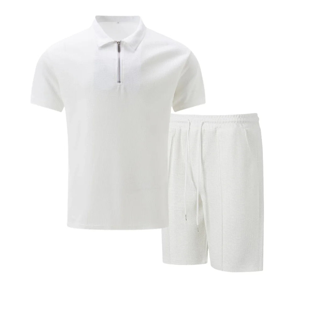 Men's Casual Polo and Shorts Set - Beige, Breathable Fabric, Comfortable Fit — Image 11