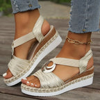 Women's Wedge Sandals - Espadrille with Metallic Accent in Multiple Colors — Image 16