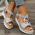 Women's Wedge Sandals - Espadrille with Metallic Accent in Multiple Colors — Image 8