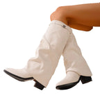 Women's Knee-High Boots Faux Suede Leather Black Brown White Fashionable Comfortable — Image 5