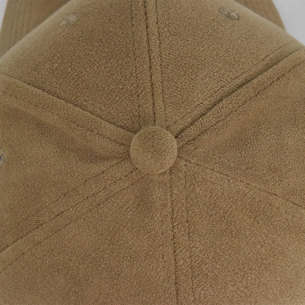 Unisex Cotton Baseball Cap Adjustable Suede Texture Tan — Image 4