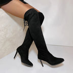 Elegant Black Suede Over-the-Knee Stiletto Boots for Women — Image 4