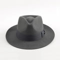 Classic Wool Fedora Hat Wide Brim Felt Ribbon Band Men's Timeless Style — Image 6