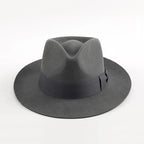Classic Wool Fedora Hat Wide Brim Felt Ribbon Band Men's Timeless Style — Image 6