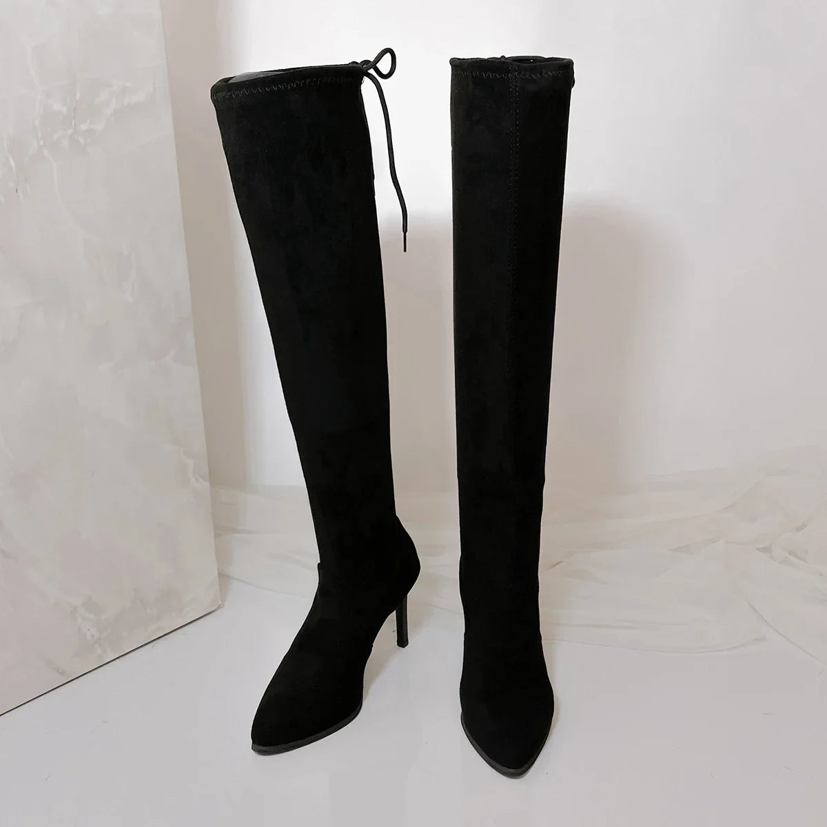 Elegant Black Suede Over-the-Knee Stiletto Boots for Women — Image 6