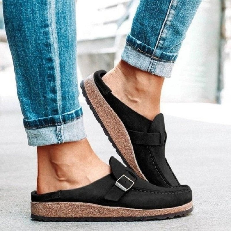 Women's Suede Slip-On Loafers with Buckle in Multiple Colors — Image 4