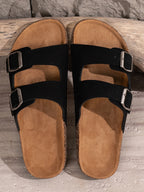 Men's Double Strap Cork Sandals Suede Black Adjustable Buckle Casual Comfort Footwear — Image 2