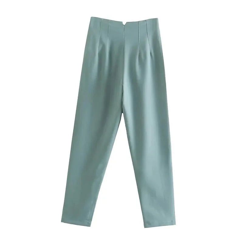 Women's High Waist Slim Fit Trousers Stretch Fabric Business Casual Pants Multiple Colors — Image 15