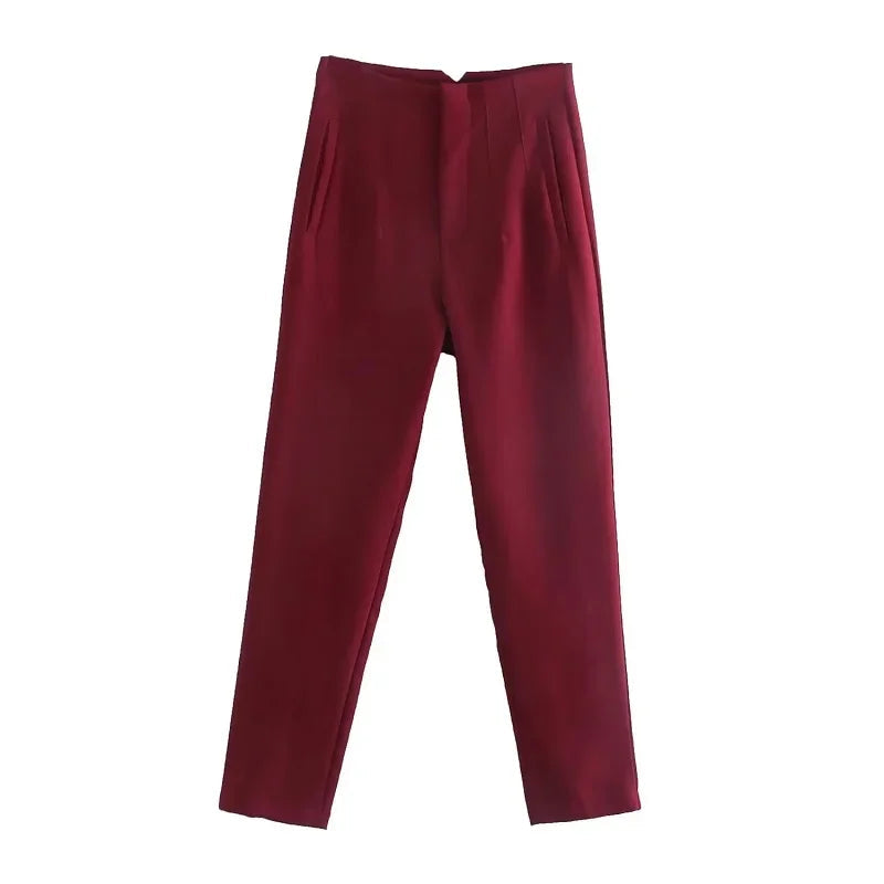 Women's High Waist Slim Fit Trousers Stretch Fabric Business Casual Pants Multiple Colors — Image 14