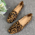 Leopard Print Women's Loafers Faux Suede Slip-On Flat Shoes — Image 2