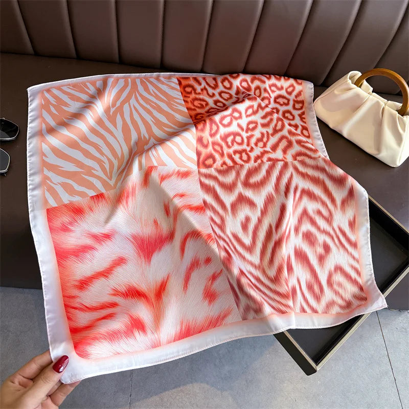 Luxury Animal Print Silk Scarf Leopard Zebra Pattern Unisex 90x90cm — Image 5